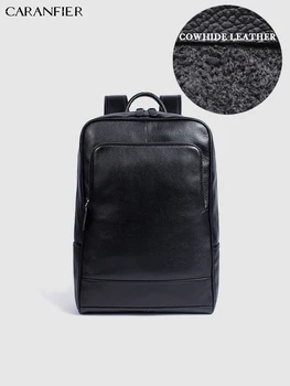 

CARANFIER Backpacks Mens Womens Top Genuine Cow Leather Laptop School Bag Casual High Quality Travel Students Vintage Backpack