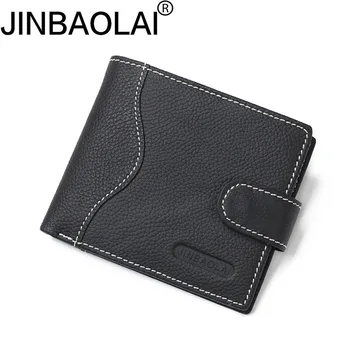 

JINBAOLAI Genuine Leather men wallets with coin pocket purses for men money bag quality guarantee carteira Hot