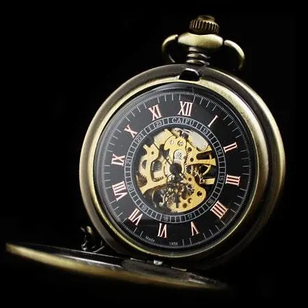 Угол живопись античная бронза механические скелет карманные цепи часы