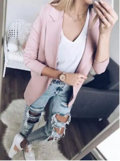 2019 women jackets Suit Casual Long Sleeve Open Office female jacket women Cardigan Slim Coat Long Sleeve Casual Small Suit