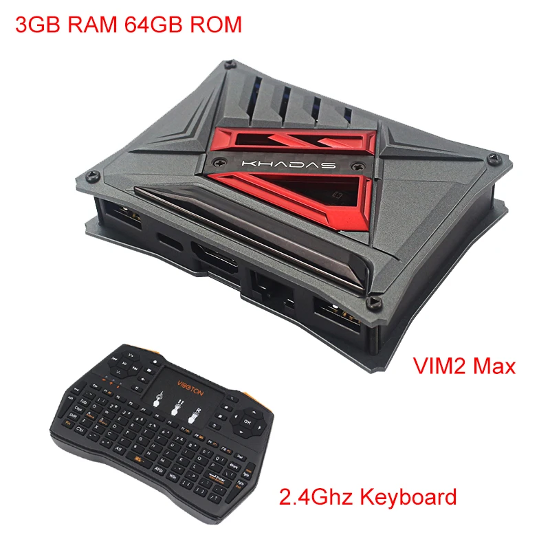 US $119.11 Khadas VIM2 Max 3GB DDR4 eMMC 64GB Cortex A53 Support Linux Ubuntu Mate Mini Computer Abdroid TV Box Case Optiu