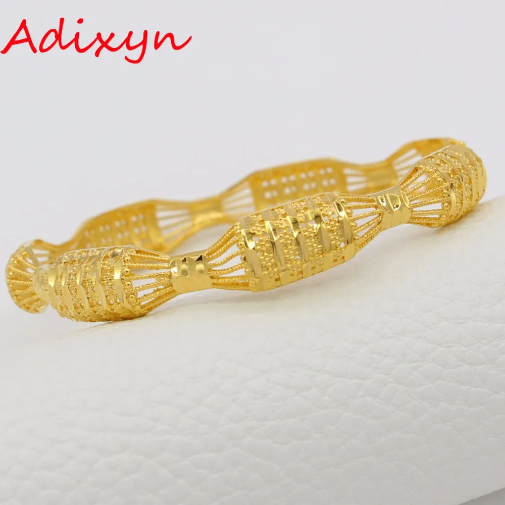 

Adixyn Diameter 6.5CM&6.8CM Ethiopian Bangle for Women Gold Color Dubai Wedding African Bracelet Arab Jewelry Gifts N1813