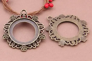 

20pcs 30mm Antique Bronze Cabochon Pendant Base, round pendant setting (3010334)