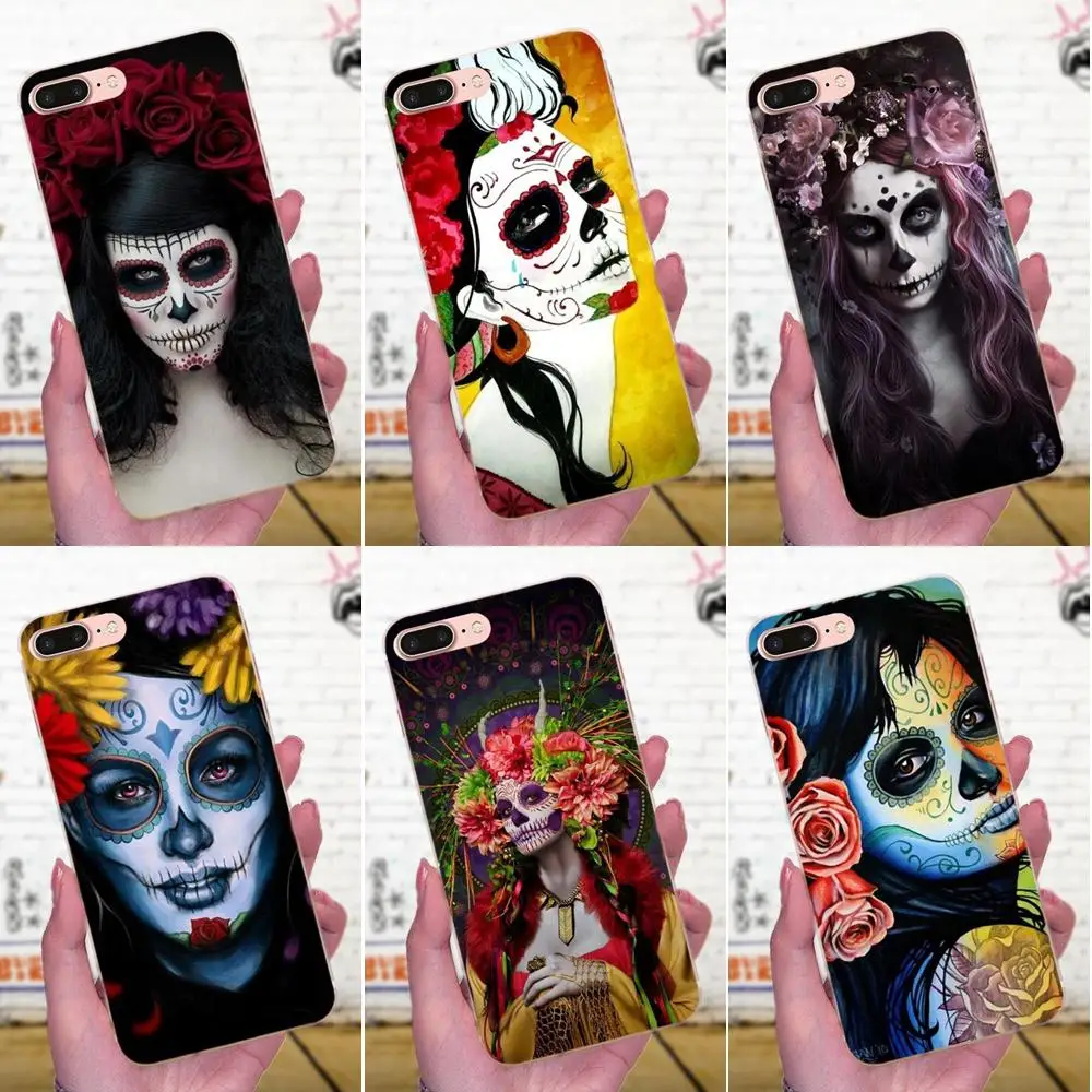 ТПУ чехол для мобильного телефона Catrina красивая Роза девушка череп искусство
