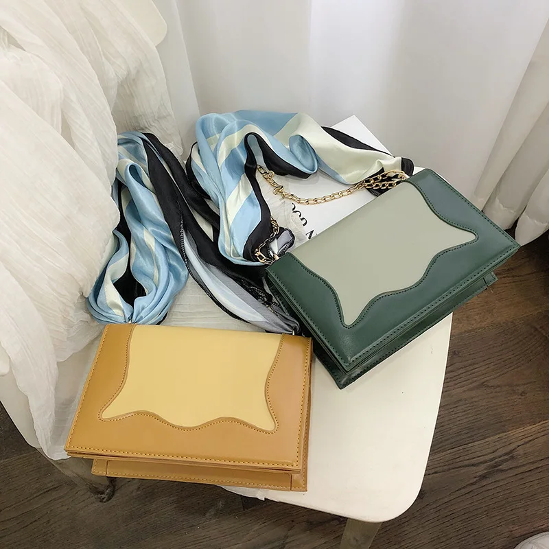 

JI HAO Brand Design Splice Shoulder Bags Women PU Leather Crossbody Bag Fashion Ribbons Messenger Bag Ladies Chains Flap Bags