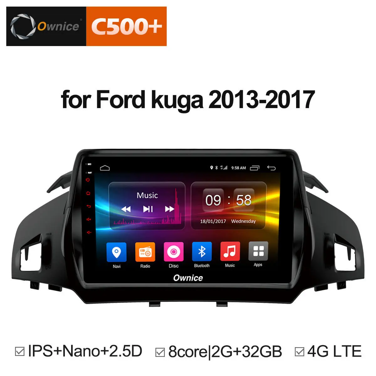 Discount Android 8.1 Unit Car radio Stereo Audio GPS navigator dvd Intelligent Multimedia Player for Ford Kuga 2013 2014 2015 2016 2017 1