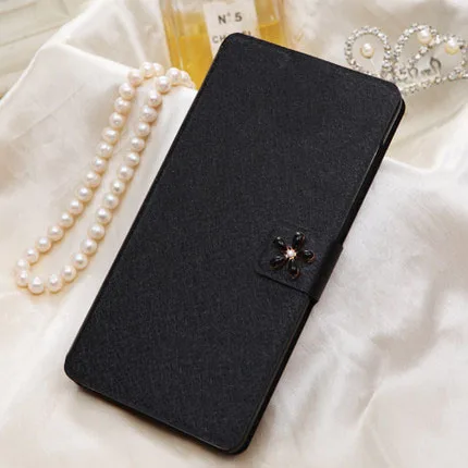 Модный чехол-портмоне с откидной крышкой чехол для телефона для LG G3 Beat G3 S G3S мини G3mini D722 D728 D724/G3 D855 D850 D851 из искусственной кожи с подставкой - Цвет: Black Flower