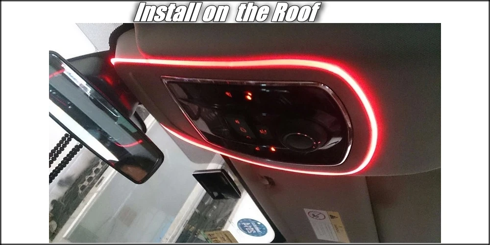 Car Interior Ambient Light 1 Meter long Universal Fit Decoration Strip For Car Door Roof Dashboard Optical Fiber Light 9-2