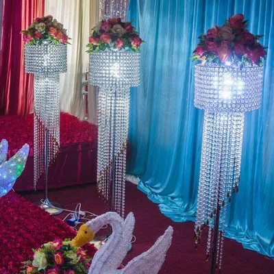 

Height120*Dia.30cm wedding crystal centerpiece, pendant crystal candlestick