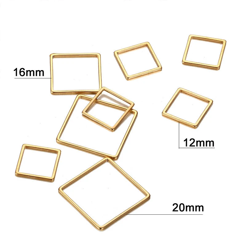 10 шт./лот Позолоченные геометрические полые квадратные шестигранные подвески из нержавеющей стали DIY ожерелье ювелирные изделия