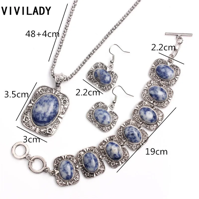 Женский винтажный набор ювелирных изделий VIVILADY из 3 предметов серебряное