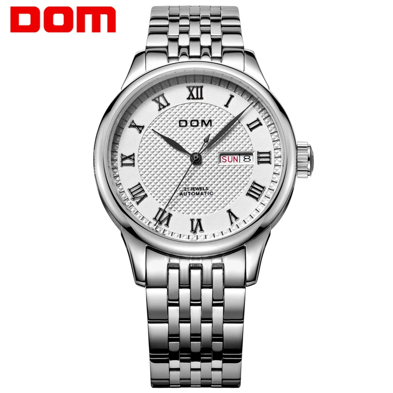 

DOM Men's Watch Top Brand Luxury Waterproof Mechanical Stainless Steel Sliver Watches for Men Business Wrist Watch Clock M-59
