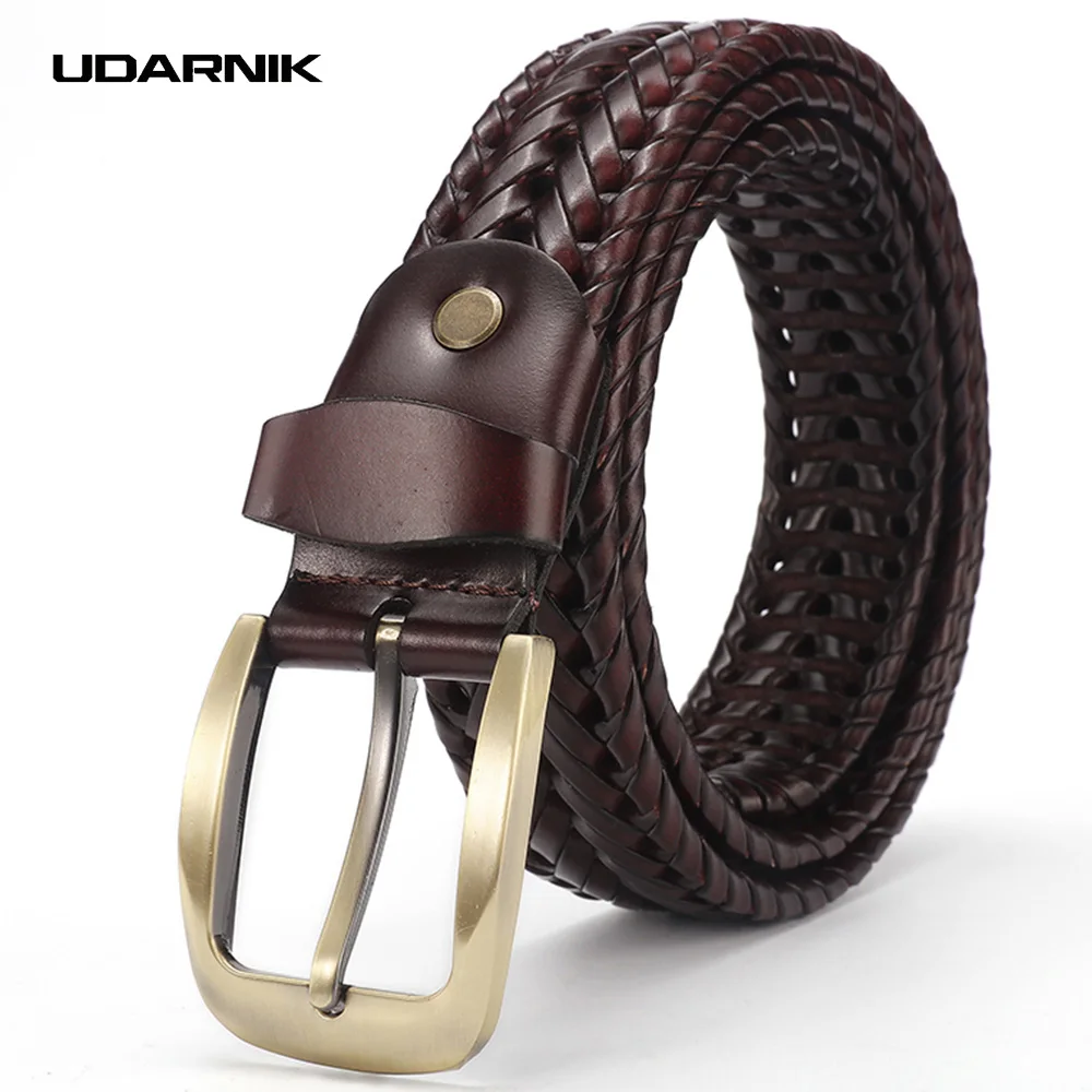 

Braided Leather Belt Belt Men Casual Formal Work Pin Buckle Waistband Strap Luxury Fashion 110-120cm Two Colors 200-175
