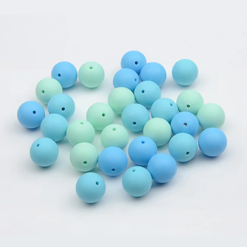 

30pcs/lot Food Grade Chewable Silicone Beads 15mm Round Shaped Loose Teething Beads Baby Teething Toys DIY Random Mixed Colors