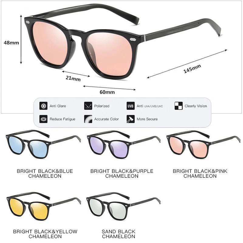 Fashion Brand Intelligent Photochromic Polarized Sunglasses For Men Women Driving Sun Glasses Oculos gafas de sol hombre UV400