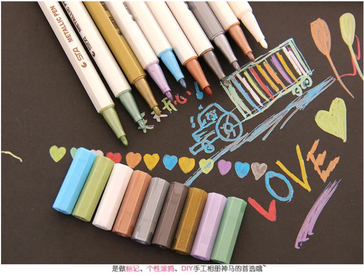 10 цветов могут быть выбраны, хорошее качество металлическая ручка как художественный маркер/маркер для рисования, маркировки