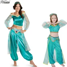 Высокое качество, женский сексуальный костюм жасмин, костюм принцессы для взрослых, Детская Арабская Исполнительница танца живота, костюм для косплея