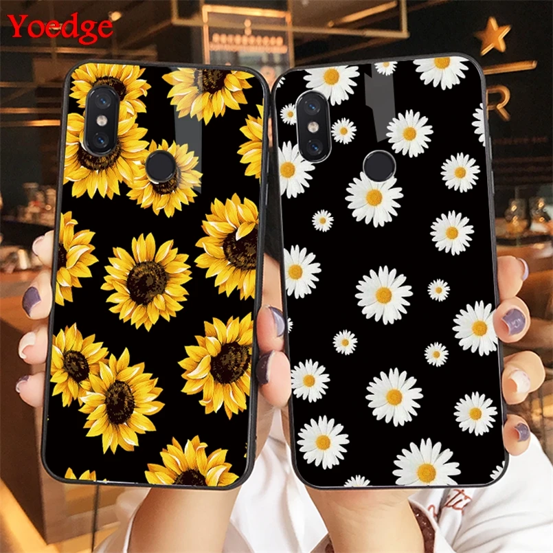 

Flower Tempered Glass Protector Case For Xiaomi Redmi 7 5 Plus S2 K20 Note 4X 6 5 7 Pro Mi 9 9T A2 6X 6 8 SE Lite F1 Cover Funda