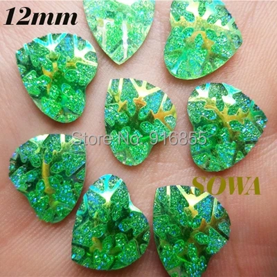 

DIY NEW 1000pcs12mm Green Color Resin Love Heart stones flatback Scrapbooking for phone/wedding