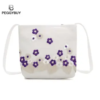 

Women Canvas Tote Bag Flower Embroidered Shoulder Messenger Handbags Women Canvas Crossbody Bags Shipping Handbag For Girls