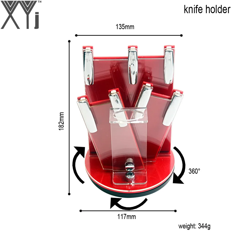 XYj 360 градусов вращение Ножи держатель положить 4 шт. Керамические ножи+ один нож красное акриловое Ножи стенд лучший Фирменная Новинка Кухня инструмент