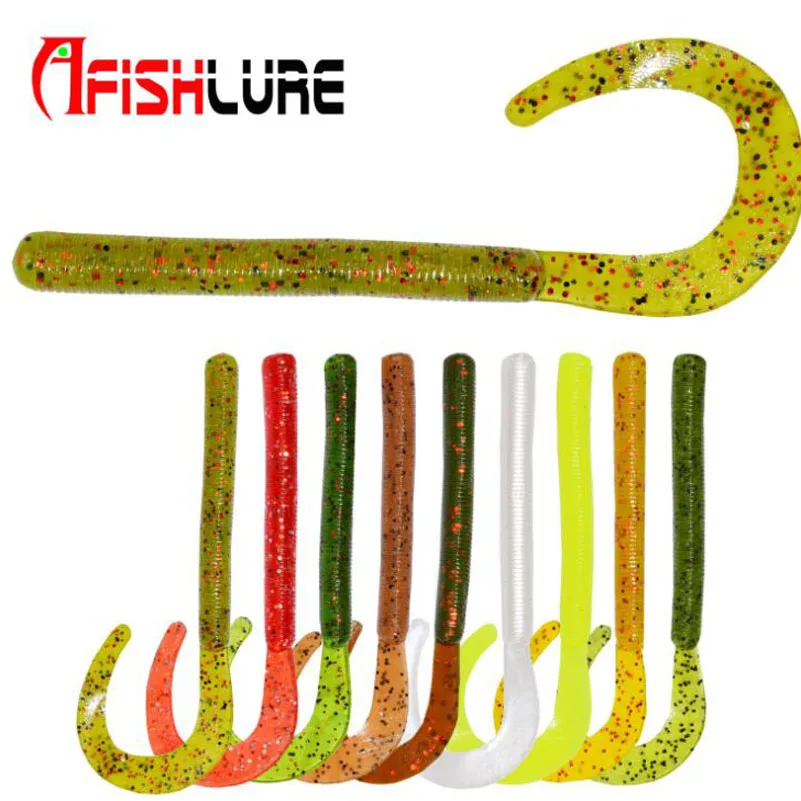 

New 9 Color 8pcs/lot Afishlure Silicon Grubs 80mm Soft Baits Simulation Carp Fishing Isca Pesca Knife Tail Soft Worm Fishing