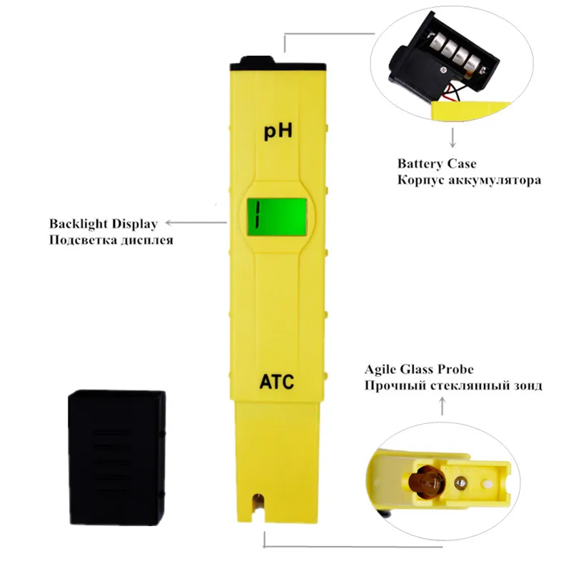 10 шт. ATC PH метр для воды в бассейне PH тестовый карандаш Точность 0,01/зеленая подсветка/функция компенсации температуры скидка 31