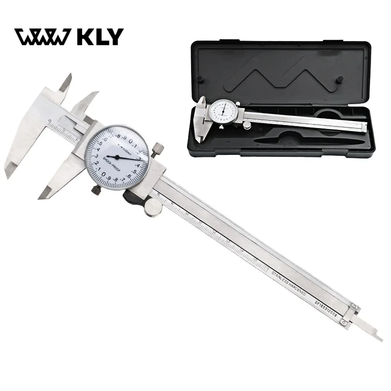 

WWW KLY Metric Gauge Measuring Tool Dial Caliper 0-150mm/0.02mm Shock-proof Stainless Steel Precision Vernier Caliper