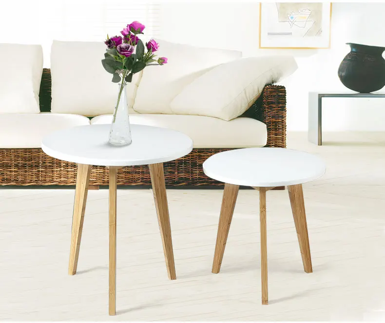 Small side table coffee table Lobby furniture desk magazine table White bamboo natural color