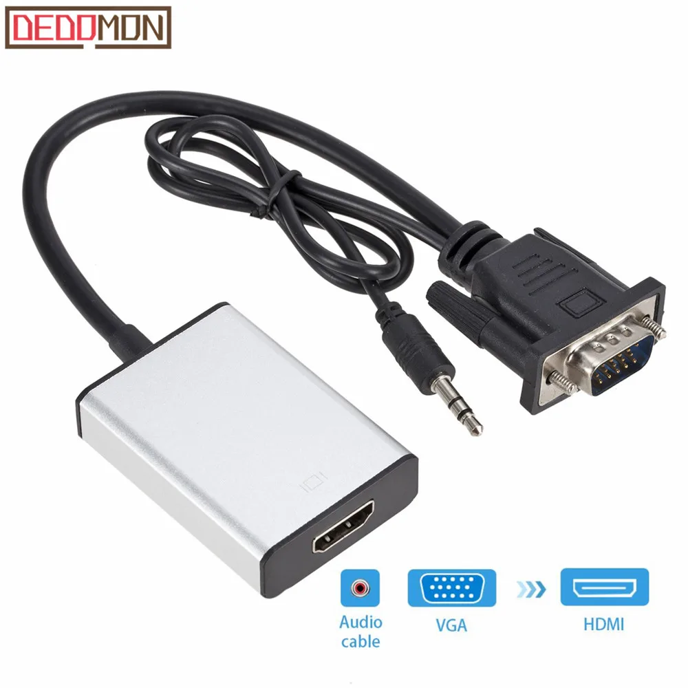 جديد VGA الذكور إلى HDMI أنثى محول كابل محول مع الصوت الناتج 1080 P VGA محول HDMI لأجهزة الكمبيوتر المحمول إلى HDTV العارض r10