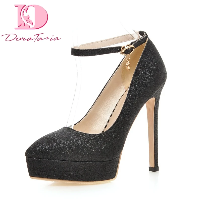 

Doratasia Brand New Wholesale Big Size 32-43 High Heels Party women's Shoes Woman Sexy Platform ankle-strap Bling Pumps Stiletto