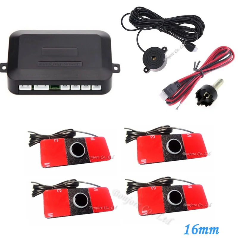 Skup Motoryzacja samochodów Parking czujnik pomocniczy cofania dźwięk alarmu 16mm 12 V 7 kolory odwrócić pomocy + 4 czujniki, darmowa wysyłka