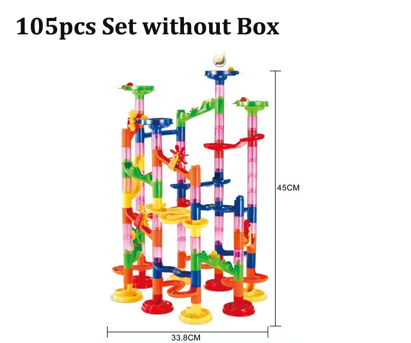 105pcs No Box 29/80/105 шт Набор "сделай сам", конструкторы, Мрамор забе трек строительные блоки Дети лабиринт мяч рулонные игрушки Рождественский подарок - Цвет: 105pcs No Box