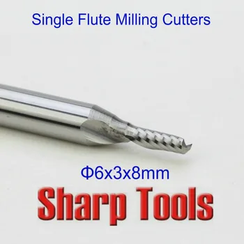 

6x3x8mm 5pcs Single Flute CNC Mill Cutter Carbide Spiral Router Bits Set, Top Tungsten Milling Tools CNC Bits Wood Cutter