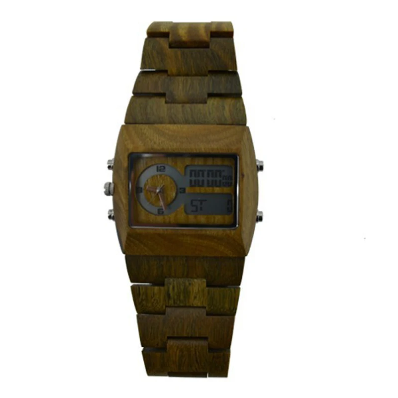 Роскошный бренд, антикварные мужские часы из дерева, сандаловое дерево, часы для мужчин, кварцевые аналоговые цифровые, светодиодный, деревянные наручные часы, подарок, его reloje Relogio - Цвет: green sandal wood