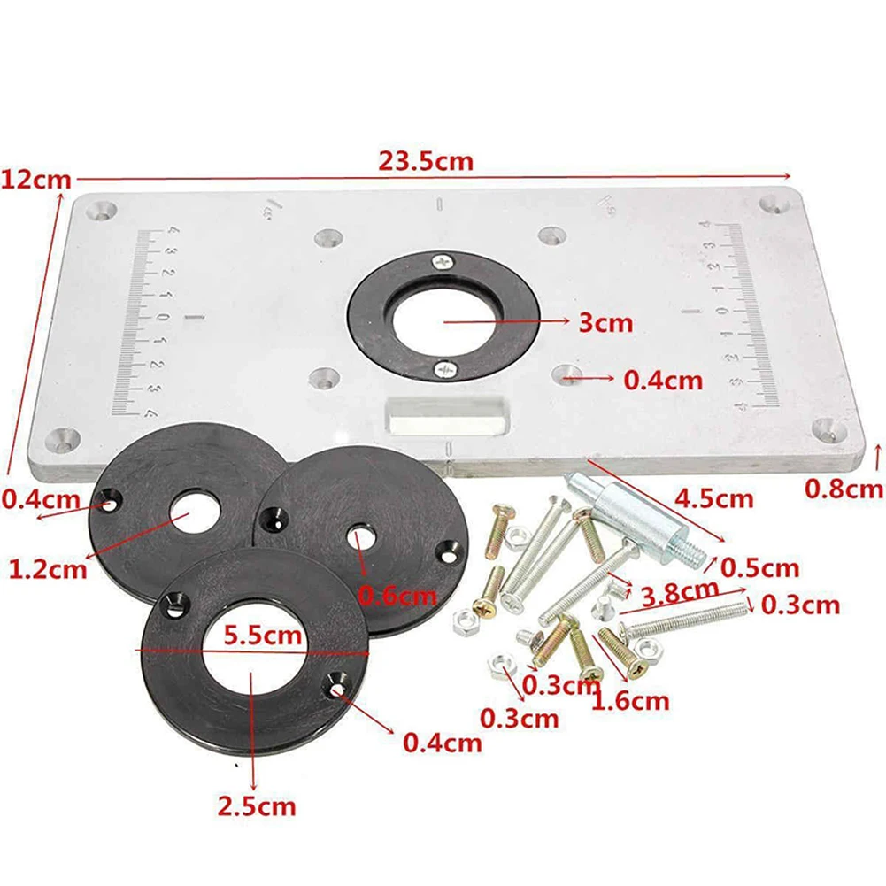 Алюминиевый фрезерный стол вставка пластина ж/4 кольца для деревообработки скамейки маршрутизатор стол пластина 9,3 ''x 4,7'' x 0,3 ''/235x120x8 мм