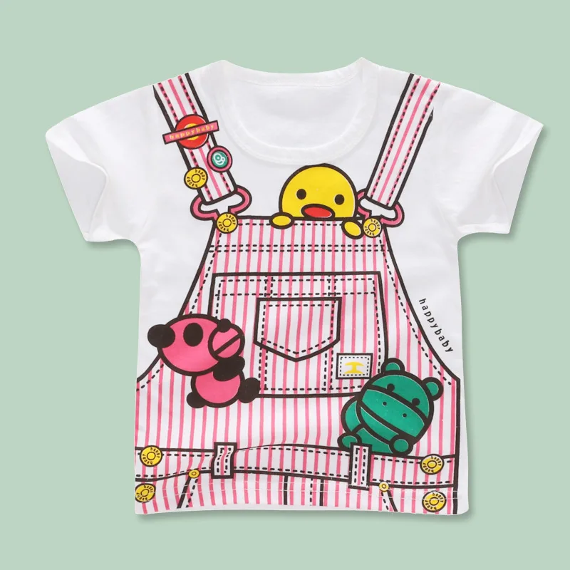 

19 New Lovely Cute Toddler Baby Girls Clothing Cottons Short Sleeve O-neck Pullover Cartoon Print T-shirts For Kids