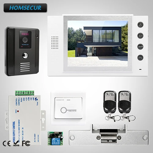 

HOMSECUR 8" Video&Audio Home Intercom Electric Lock+Keys Included for Apartment TC011-B + TM801-W