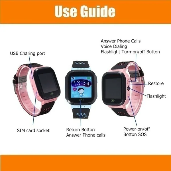 Kids Smart Watches with SOS Call SMS Flash Night Light Pedometer Voice Message Anti-lost Alarm Smart Watch Bracelet For Children