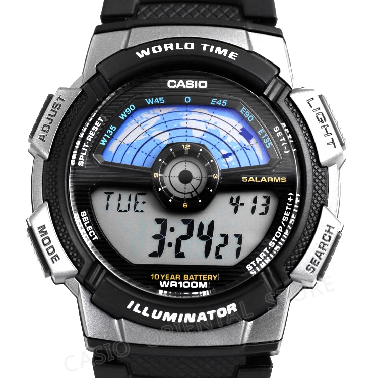 CASIO Watch AE-1100W-1A Цифровой Мужчины Лучшие Продажи Силиконовый Ремешок Мужчины Спортивные Часы Водонепроницаемые Relogio Masculino Плавать Вселенной Время