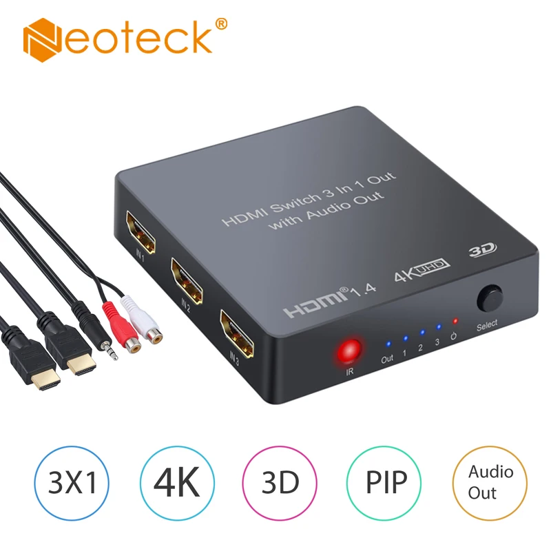 3D 1080P 4K HDMI Switcher 3x1 Splitter With PIP (Picture in Picuter