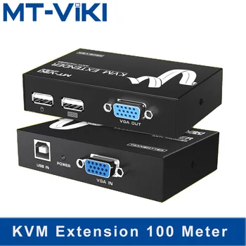 

MT-VIKI KVM Extension 100M Keyboard Video Mouse Repeater Adapter VGA USB Extender via UTP CAT RJ45 LAN Cable MT-100UK-U