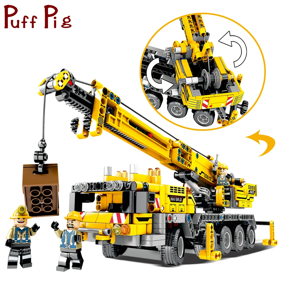 

665PCS legorreta City Mobile Mechanical Crane Mk II Engineer Truck Model Building Blocks Zabawki Technic Car Toys For Children