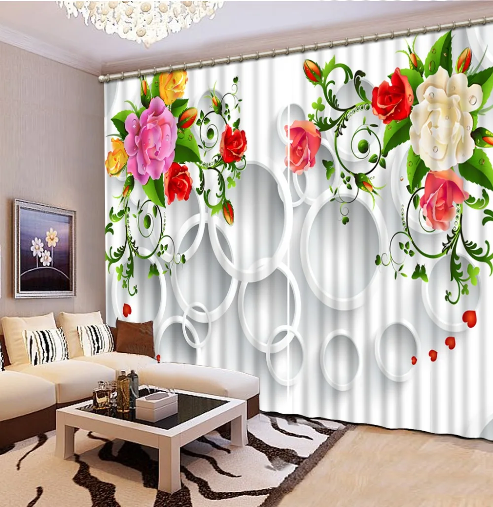 

3d fashion Rose Curtains for living room Curtain window room Home Decoration