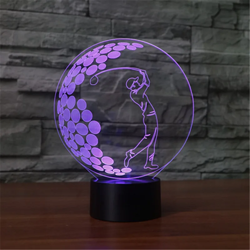  Sport Series 3D Lamp Golf 7 Colors Changing Night Light USB Light Table Desk Bedroom Bedside Lamp A
