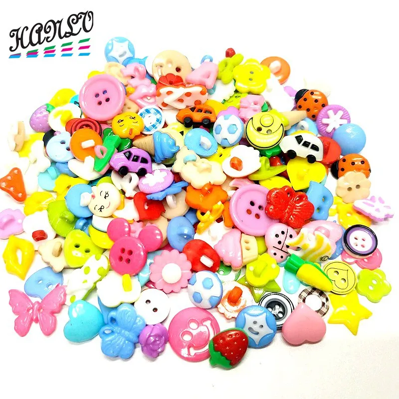 

50PCS Lots Styles Mixed Flatback and Shank Plastic Buttons Children's Apparel Sewing Accessories DIY Scrapbooking