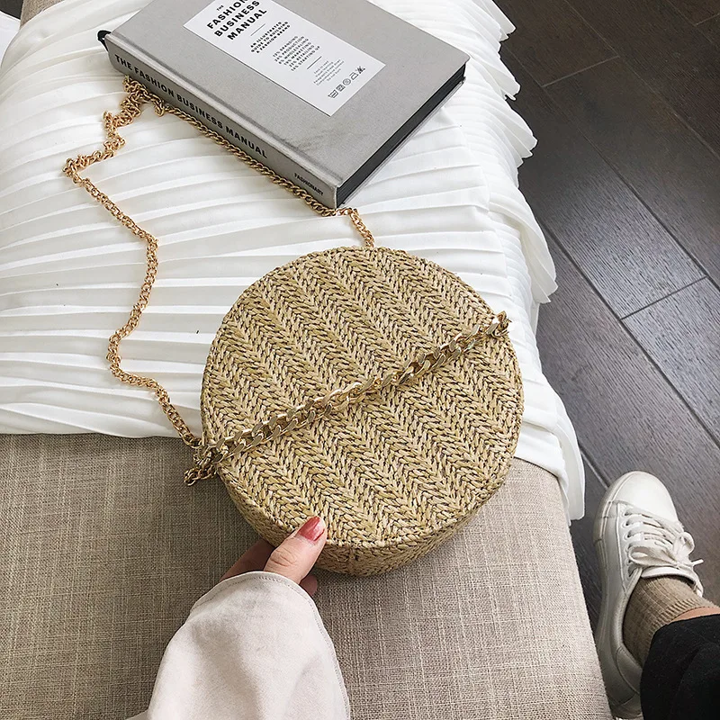 

Woven bag Women Summer Rattan Bag Handmade Beach Circle Bohemia Handbag Round Straw sac bali bag casual female wicker bag C244