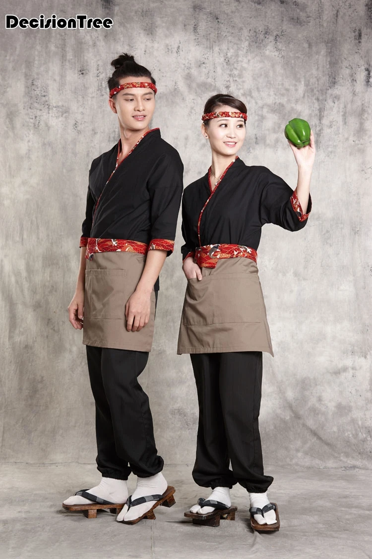 Женская Мужская японская Униформа шеф-повара, костюм шеф-повара, обслуживание ресторана, кимоно-униформа, рабочая одежда, униформа официантки