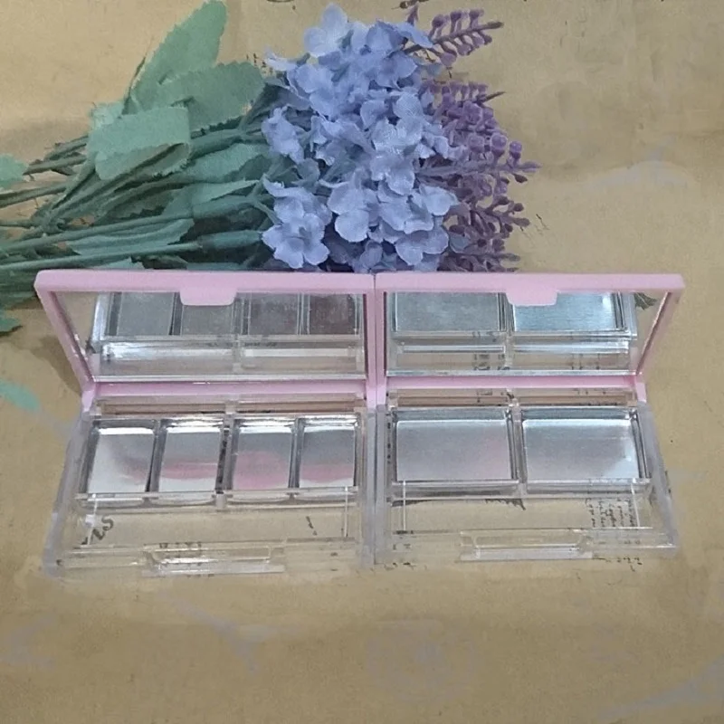 Пустой емкость для теней для век с зеркалом пластик многоразовый косметический контейнер розовый кепки Ясно Квадратные тени для век палитры упаковка