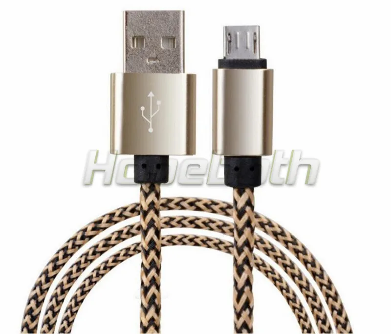 100 шт./лот 1 м 2 3 микро USB кабель а нейлоновый плетеный провод металлический штекер